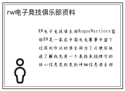 rw电子竞技俱乐部资料